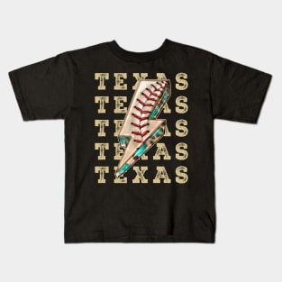 Aesthetic Design Texas Gifts Vintage Styles Baseball Kids T-Shirt